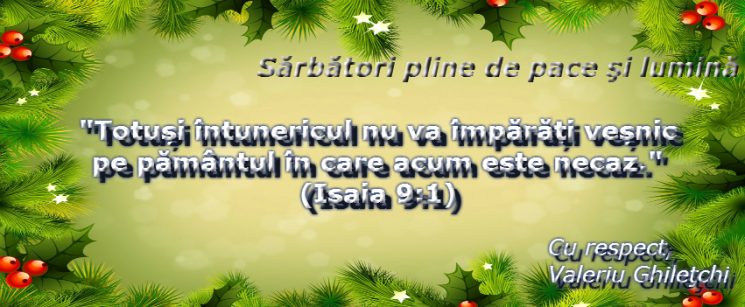 Vă urez sărbători inundate de lumina venită de sus
